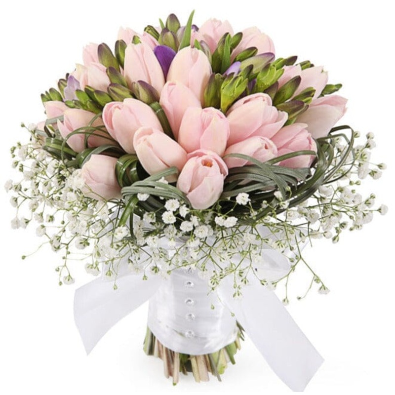 Bridal Bouquet of Tulips and Freesias