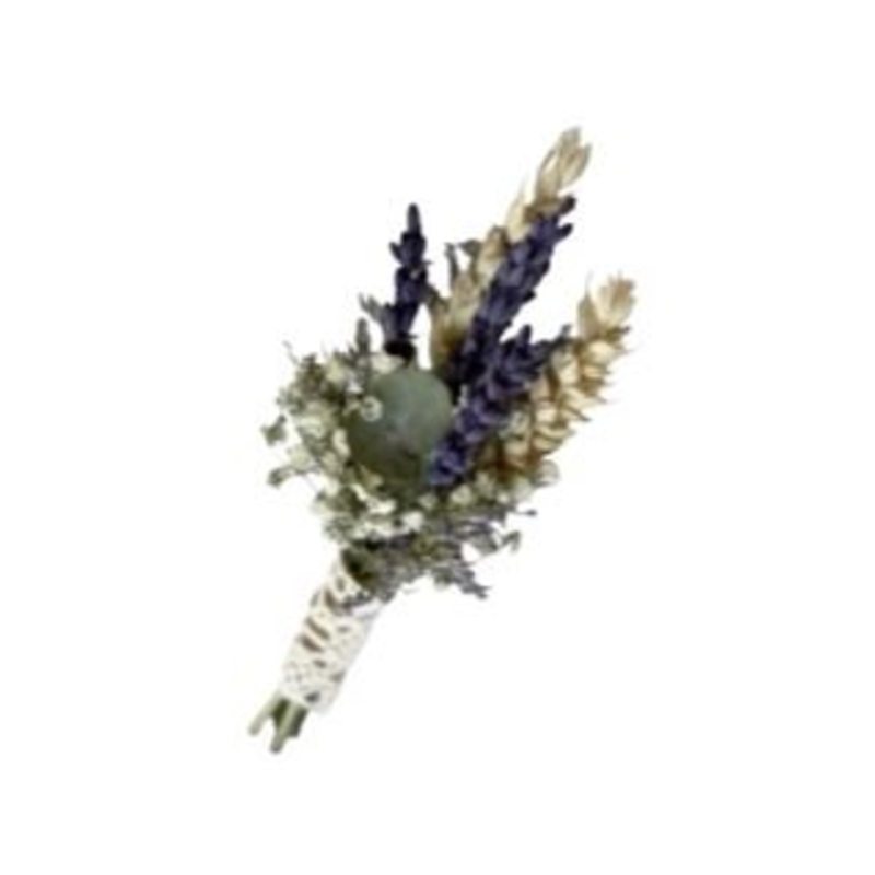 Lavender and Wheat Buttonhole