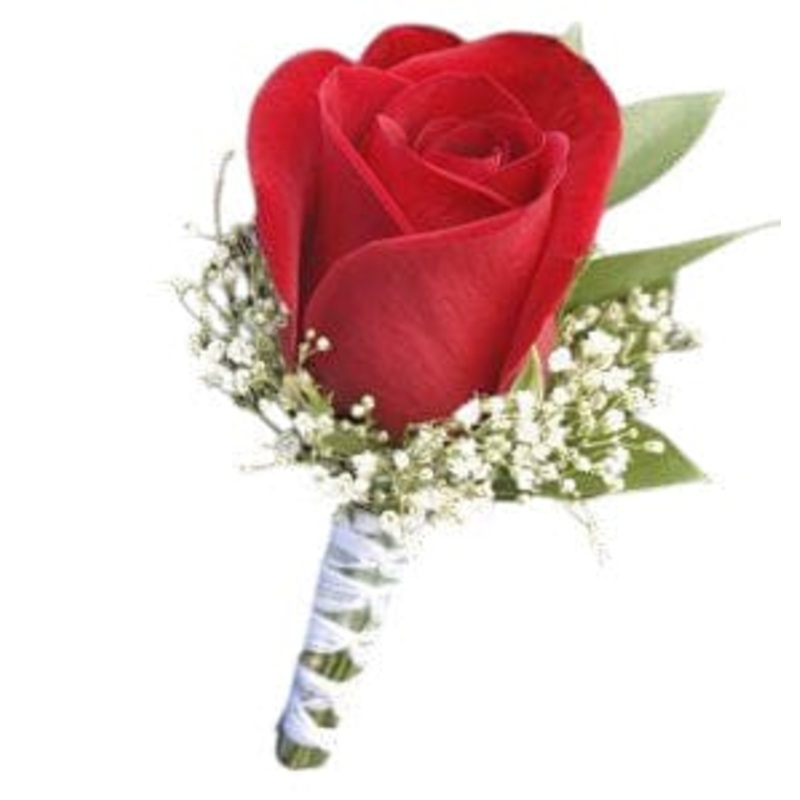 Red Roses and Gypsophila Buttonhole