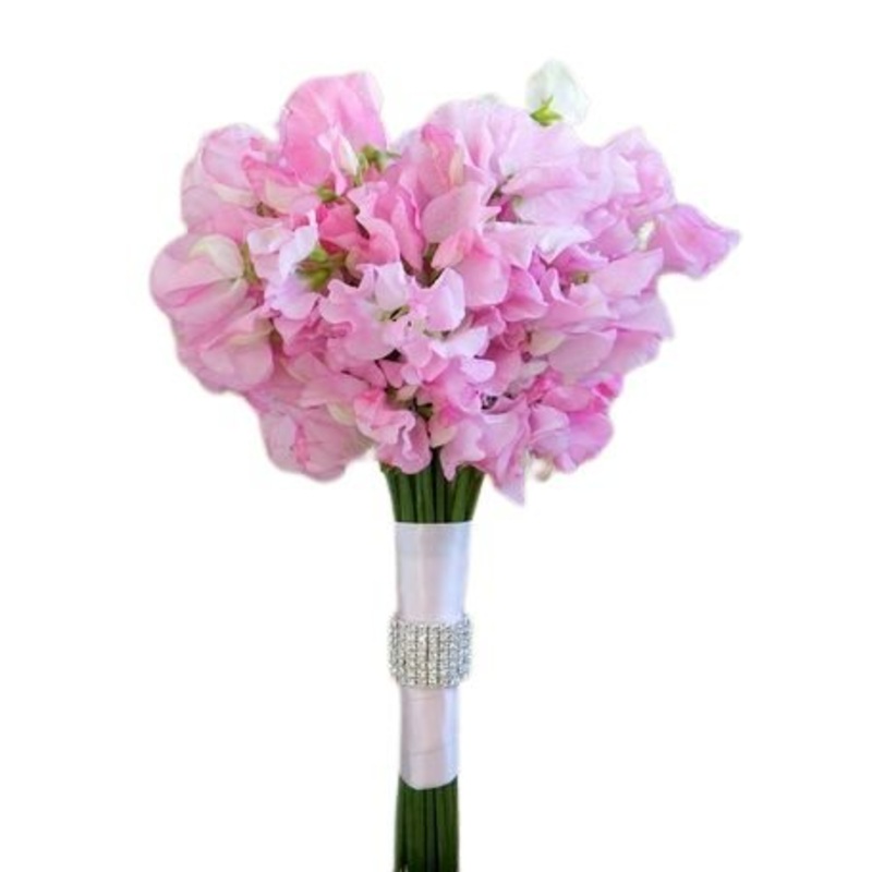Sweet Pea Bridal Bouquet-Mini (10 stems) & Extra Small (20 stems) & Small (30 stems) & Medium (40 stems) & Regular (50 stems) & Large (70 stems) & Extra Large (80 stems) & Luxury (100 stems) & Glamour (120 stems) & Exclusive Glamour (150 stems)-Light Pink