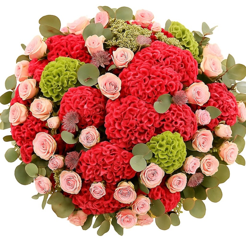 Amazing Celosia and Spray Roses Bouquet