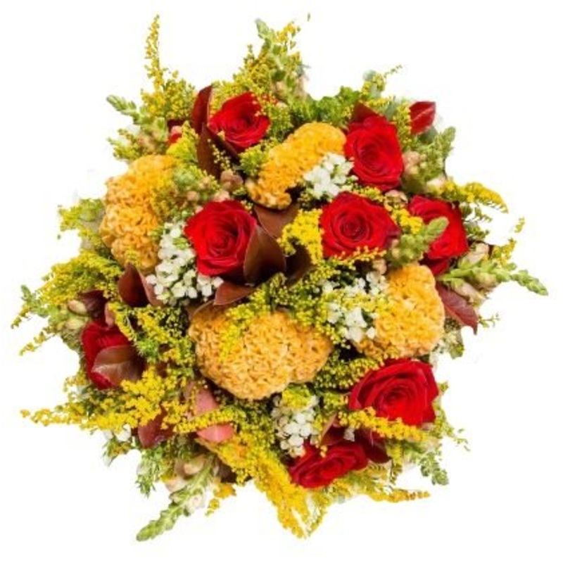 Charm Bouquet of Roses and Celosia