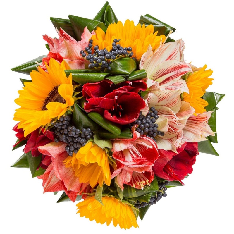 Charming Bouquet of Sunflowers and Amaryllis