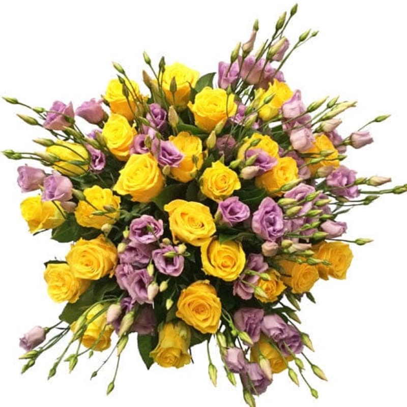 Charming Yellow Roses with Lisianthus Bouquet