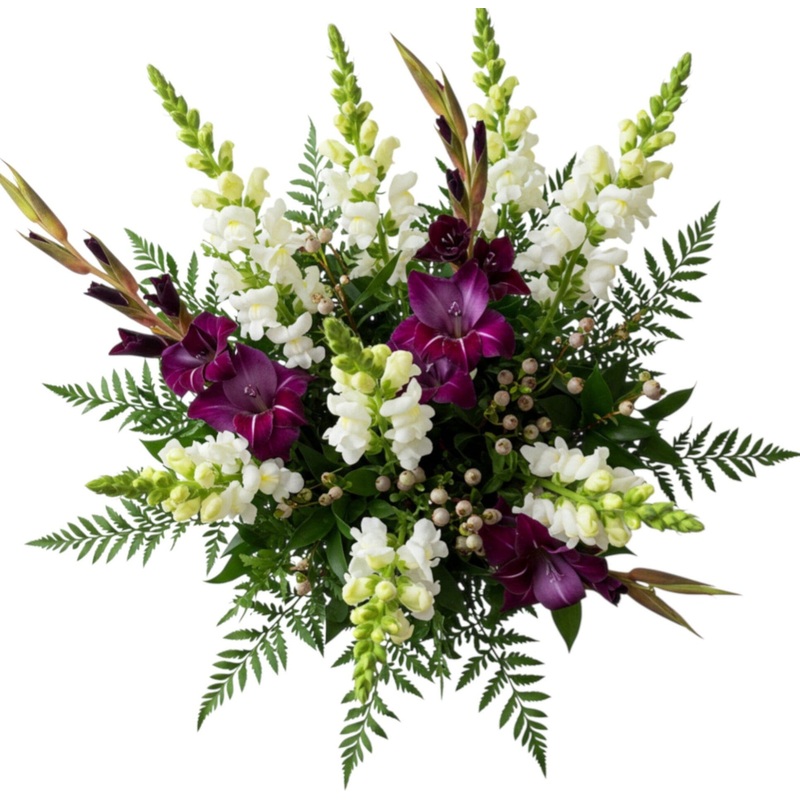 Pretty Bouquet of White Snapdragons and Gladiolus