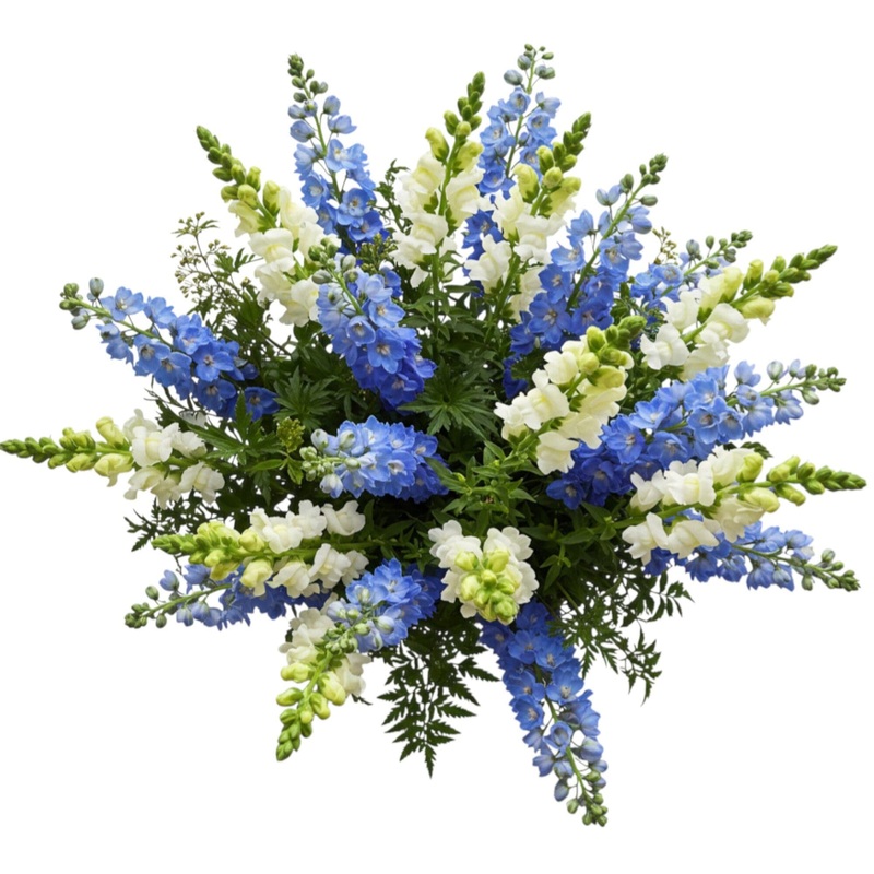 Splendid Bouquet of  Blue Delphinium and Snapdragons