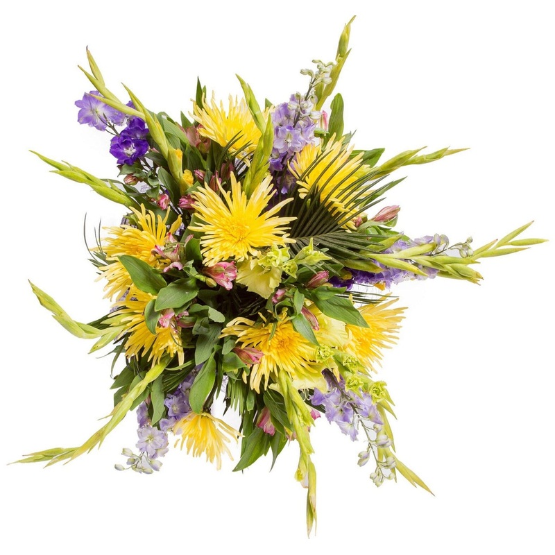 Sunny Bouquet of Chrysanthemum and Gladioli