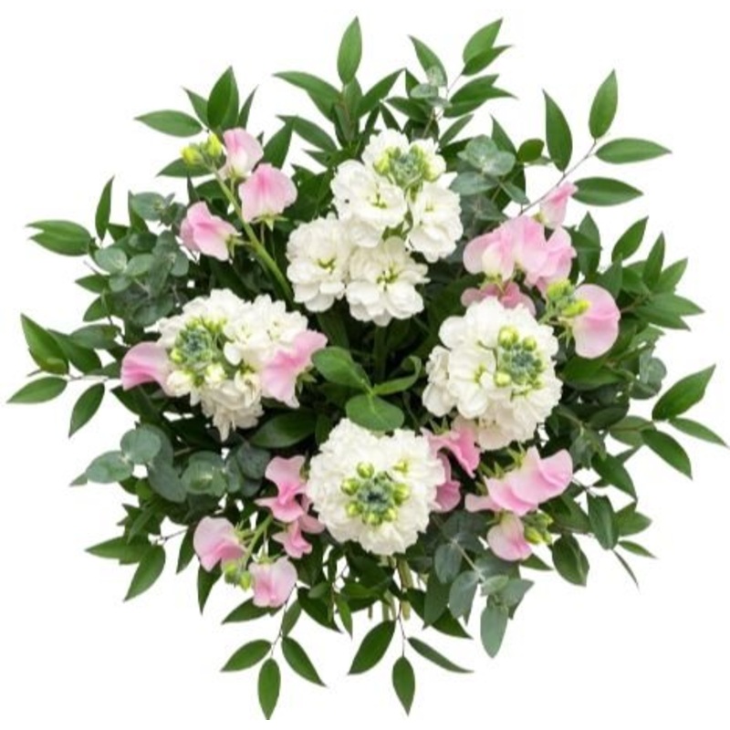 Sweet Pea with White Stocks Scented Bouquet