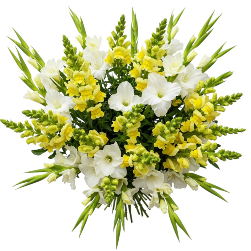 White Gladiolus and Snapdragons Bouquet