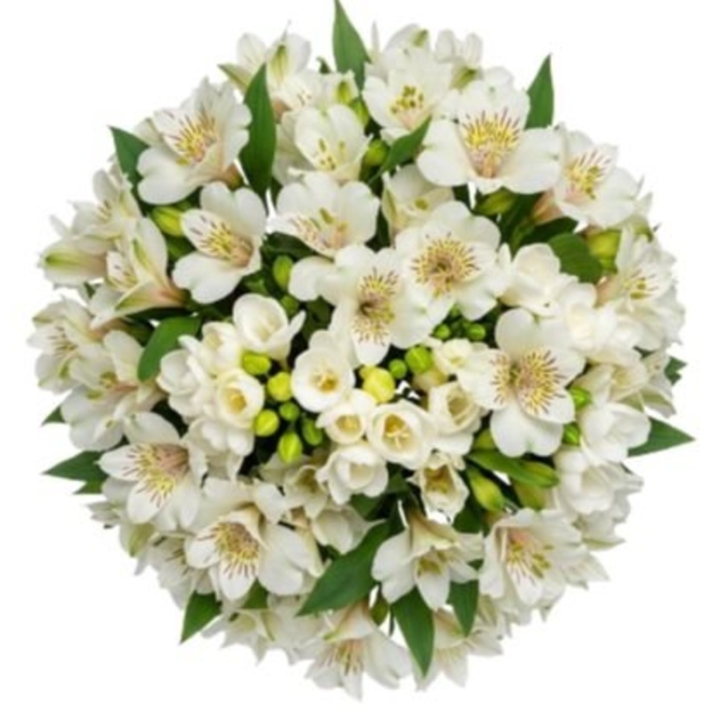 Alstroemeria and White Freesias Bouquet