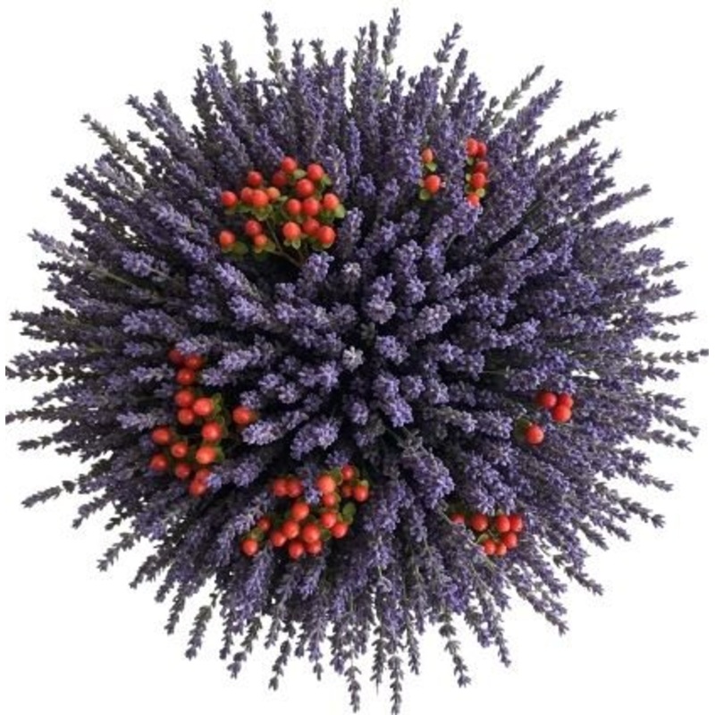 Amazing Bouquet of Lavender and Red Hypericum