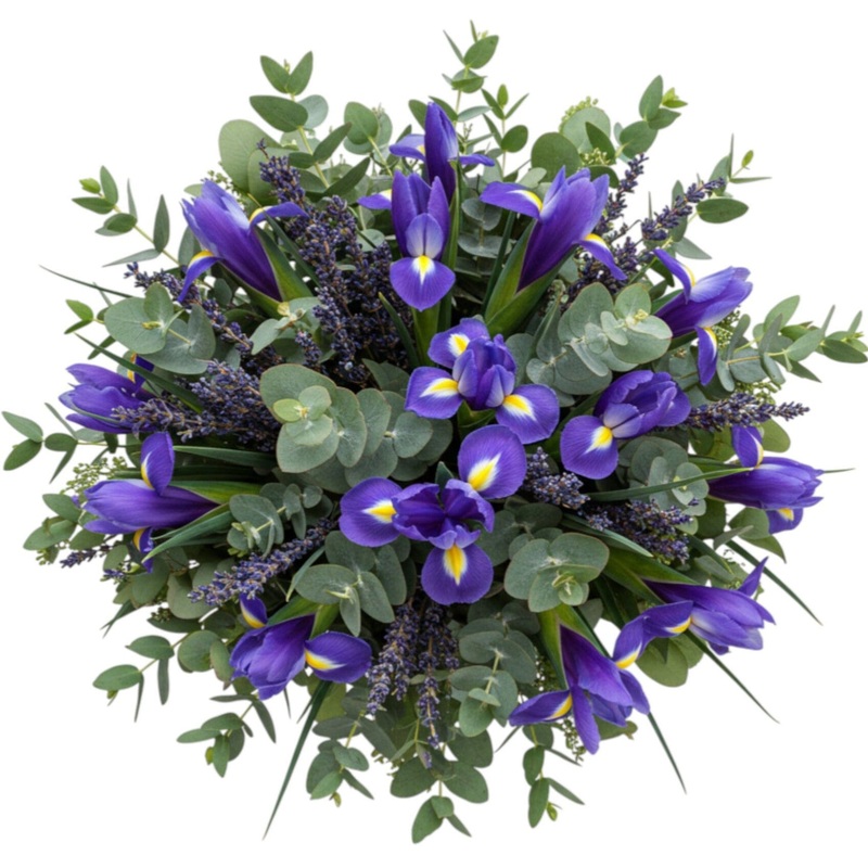 Aromatic Bouquet of Iris with Lavender and Eucaliptus