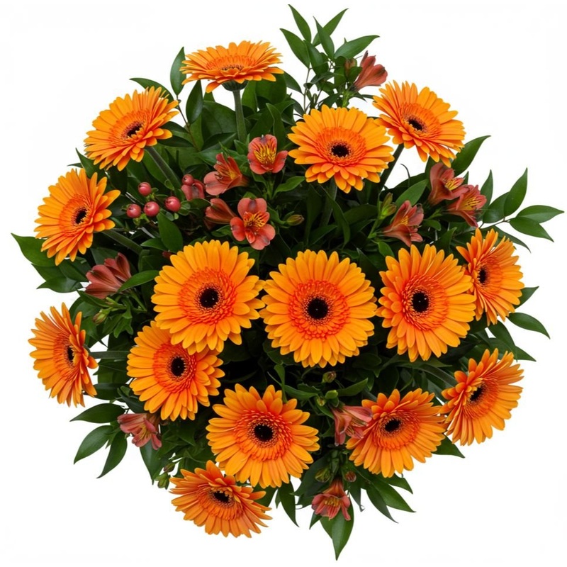 Bouquet of Orange Gerbera with Alstromeria an Hypericum Berry
