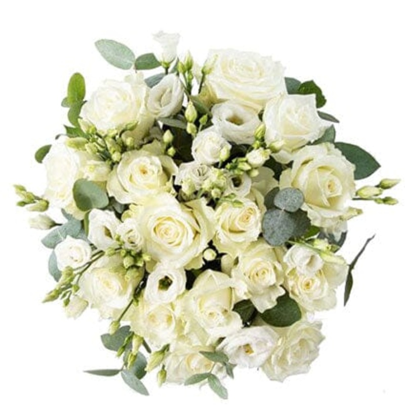 Bouquet of White Roses and Lisianthus
