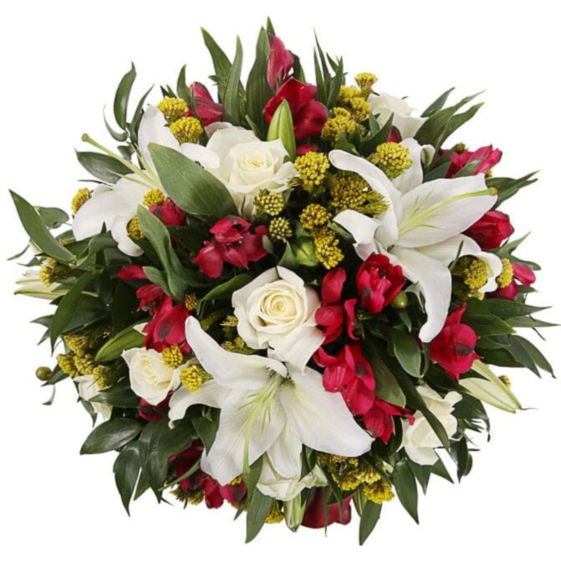 Burgundy Bouquet of Lily and Alstroemeria