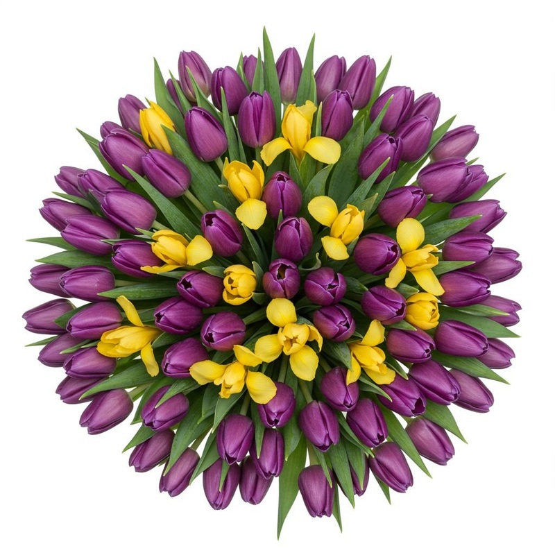 Purple Tulips and Iris Bouquet