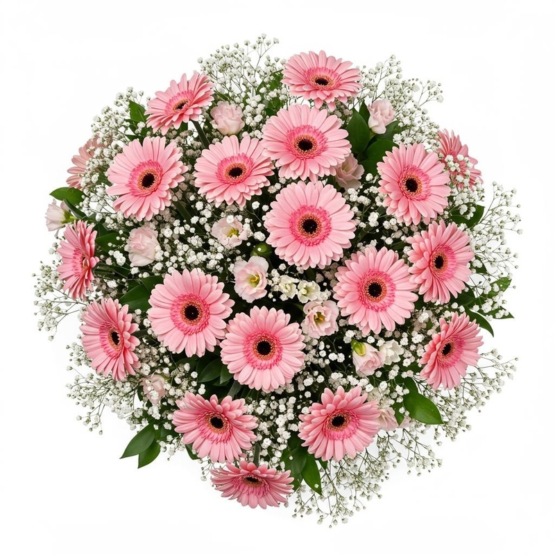 Serene Bloom Bouquet of Gerberas and Pink Lisianthus
