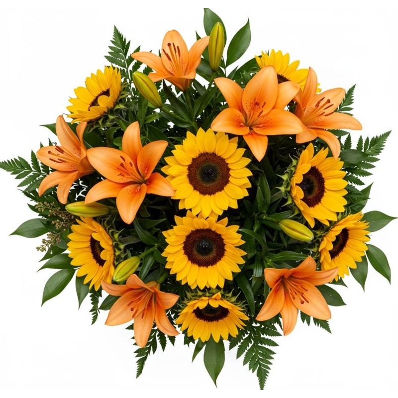Sunflowers and Orange Lily Bouquet