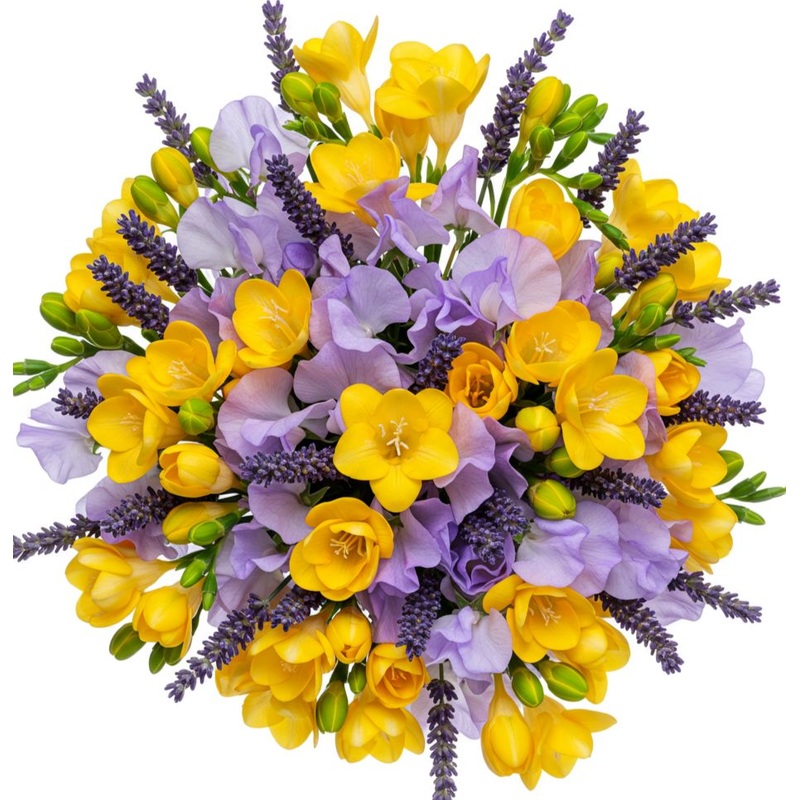 Sweet Pea and Freesias Bouquet with Lavender