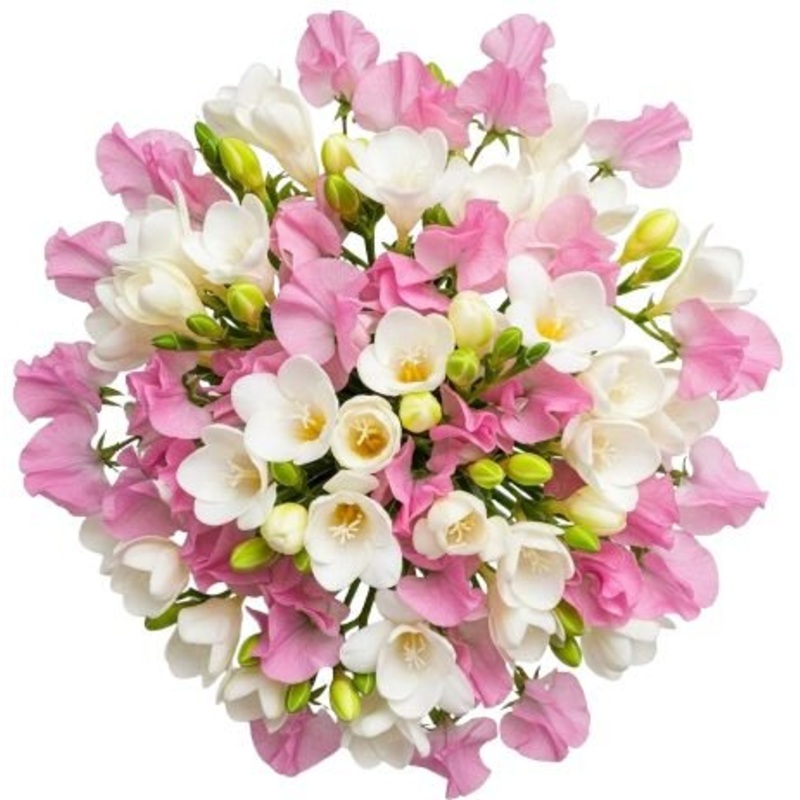 White Freesias and Sweet Pea Bouquet
