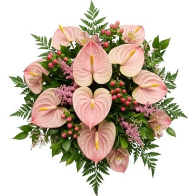 Anthurium with Astilbe and Hypericum Bouquet
