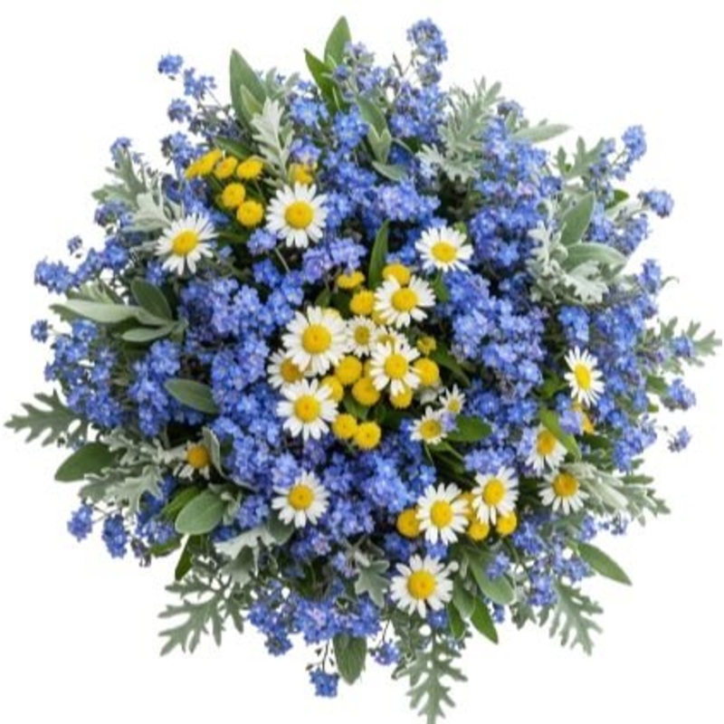 Blue Bouquet with Hint of Yellow