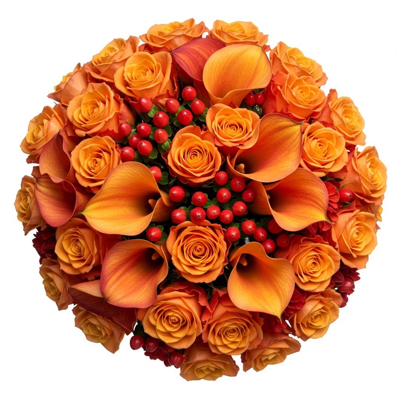 Charming Orange Bouquet of Calla Lily and Roses Bouquet