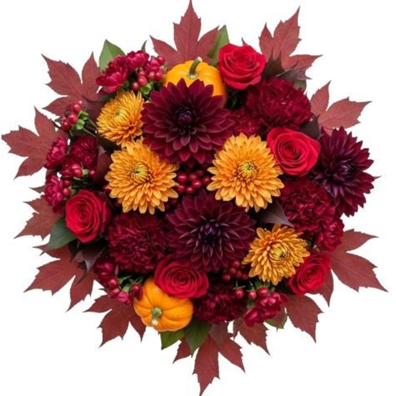 Warm Burgundy and Orange Autumn Bouquet