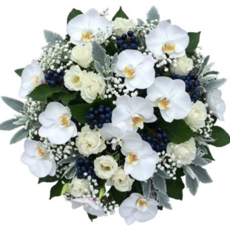 White Serenity and Berries Charming Bouquet