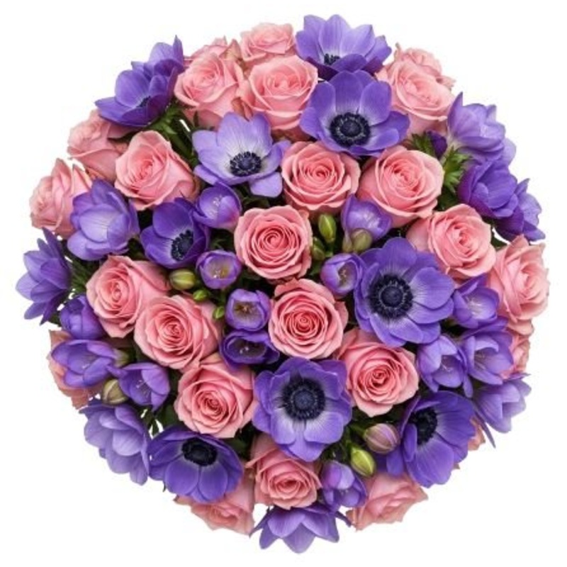 Bouquet of Anemone with Roses and Freesias