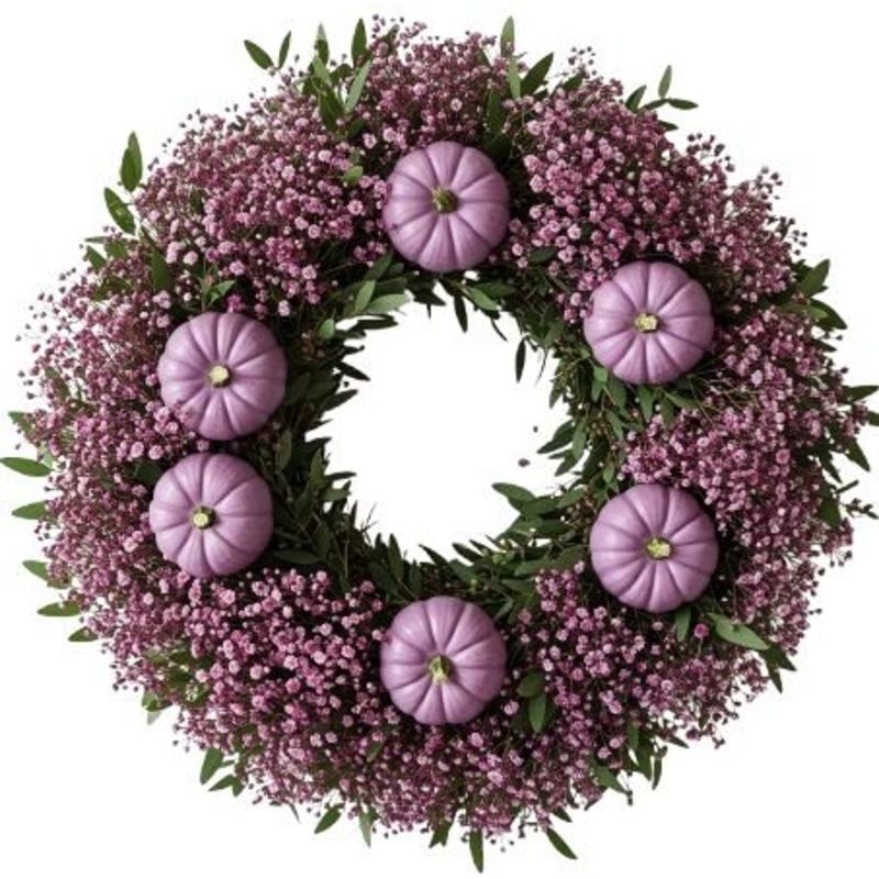 Gypsophila and Pumpkin Halloween Wreath