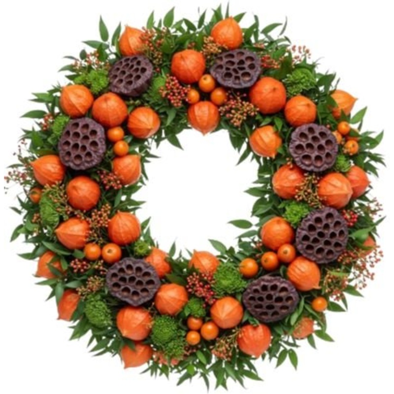 Harvest Lantern Lotus Autumn Wreath