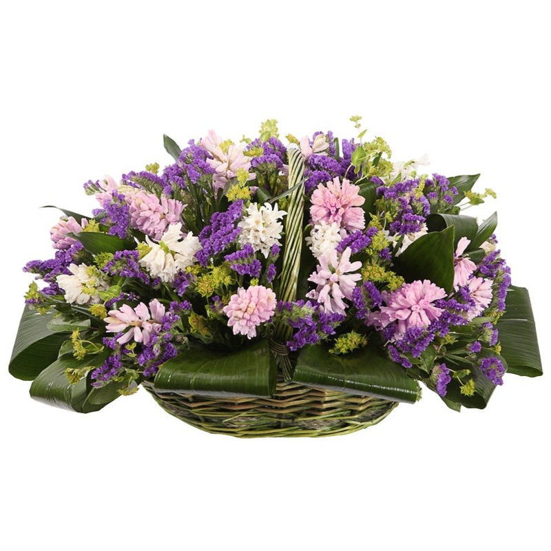 Hyacinth in Purple Limonium Basket