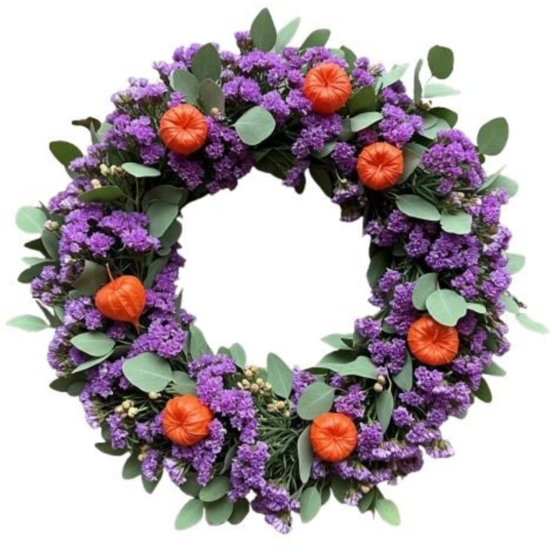 Limonium and Physalis Door Wreath