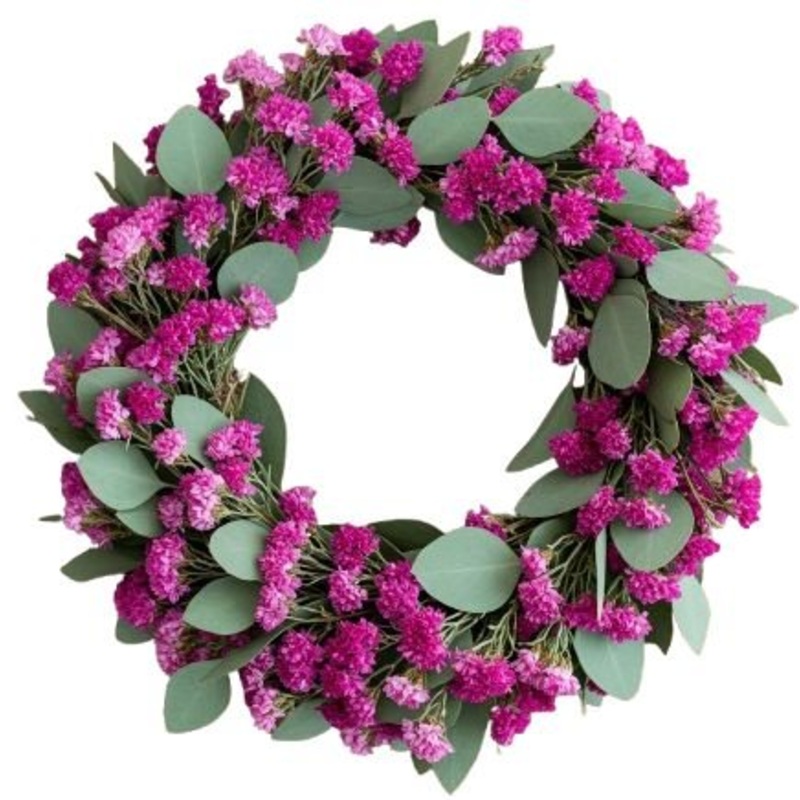 Limonium with Eucalyptus Door Wreath