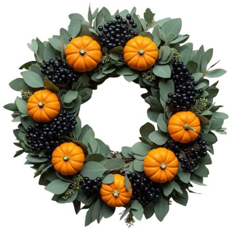 Orange Pumpkin Halloween Wreath