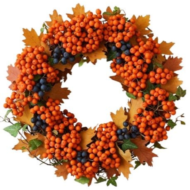 Orange Rowan Berry Door Wreath