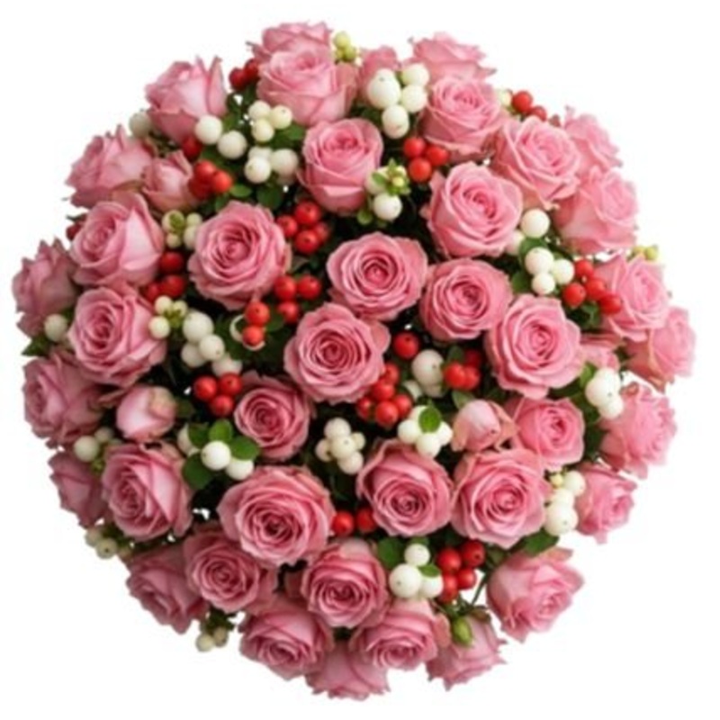 Pretty Bouquet of Berries and Roses