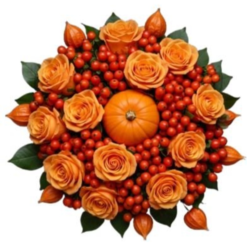 Pumpkin and Lantern with Rose Magic Bouquet