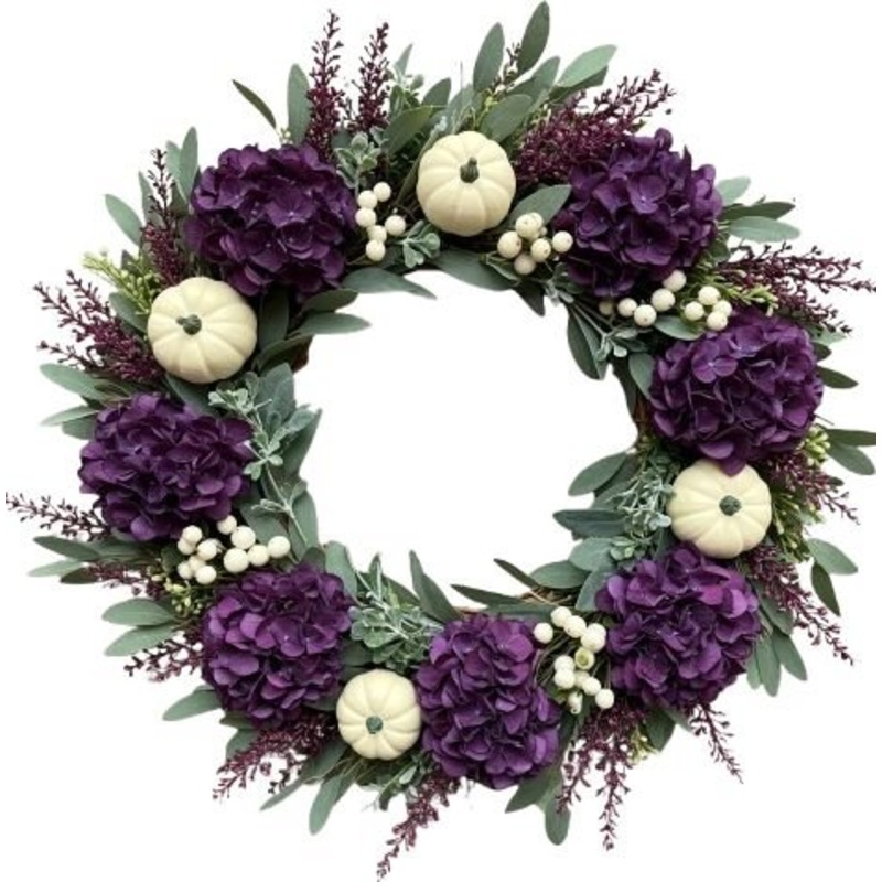 Purple and White Halloween Wreath