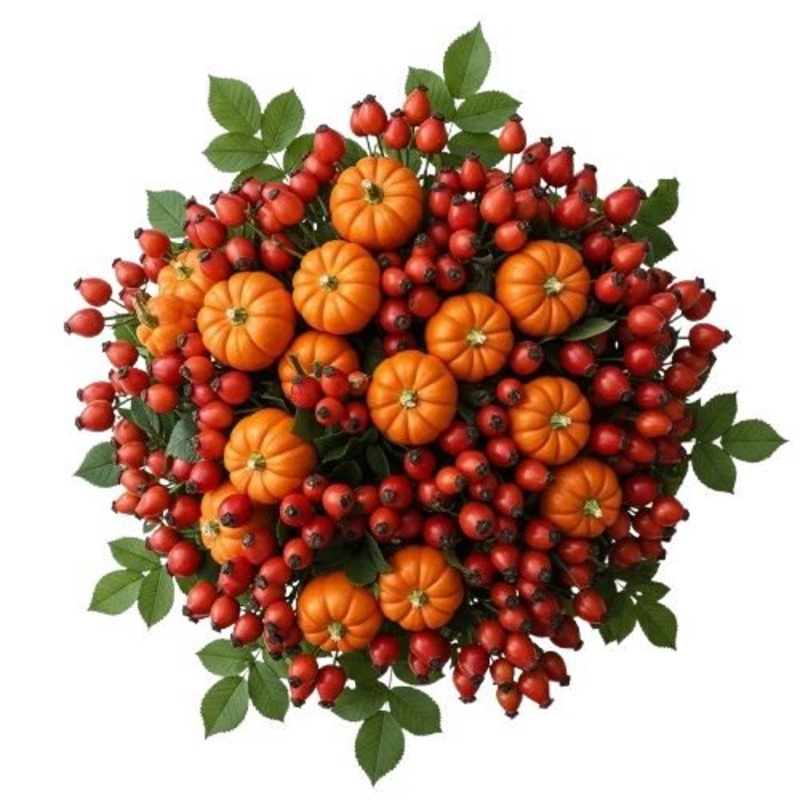 Rose Hips Berries and Mini Pumpkin Bouquet