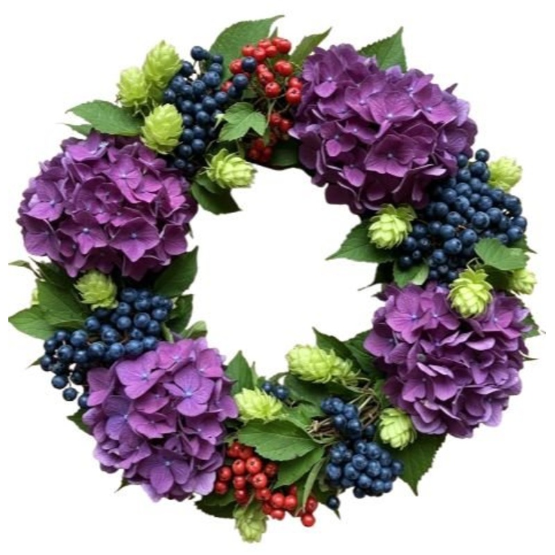 Rustic Hops and Hydrangea Autumn Wreath