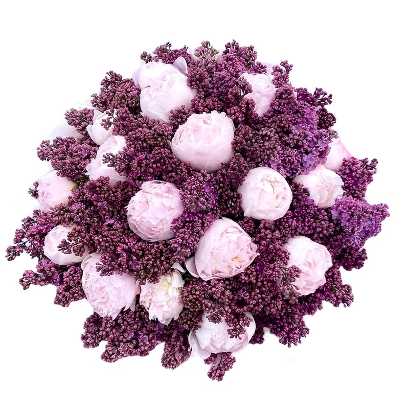 Bouquet of Purple Lilac with Peonies