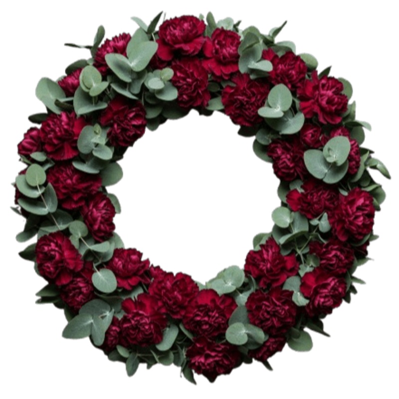 Carnations with Eucalyptus Wreath