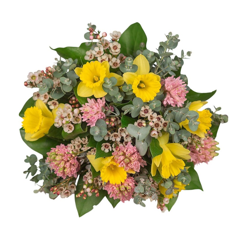 Charming Bouquet of Hyacinth and Daffodils with Wax Flowers
