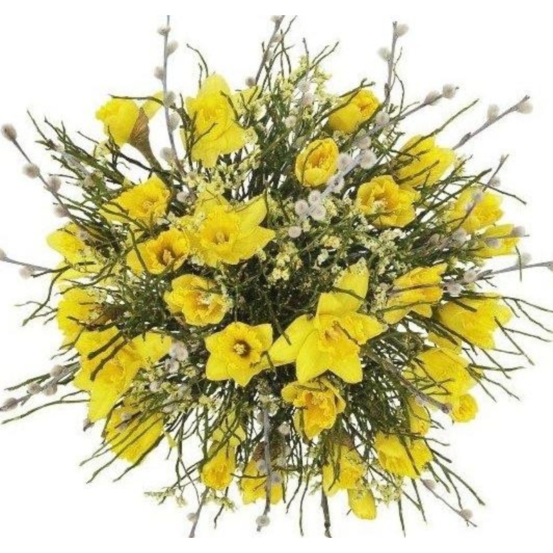 Daffodils with Catkins Bouquet