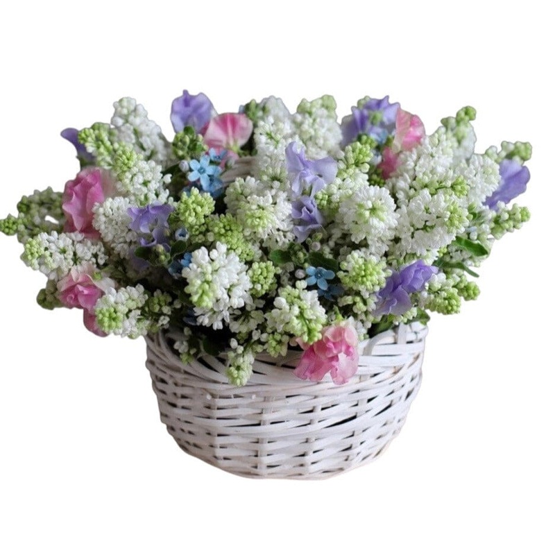 Delightful Scented Basket of Lilac and Sweet Pea