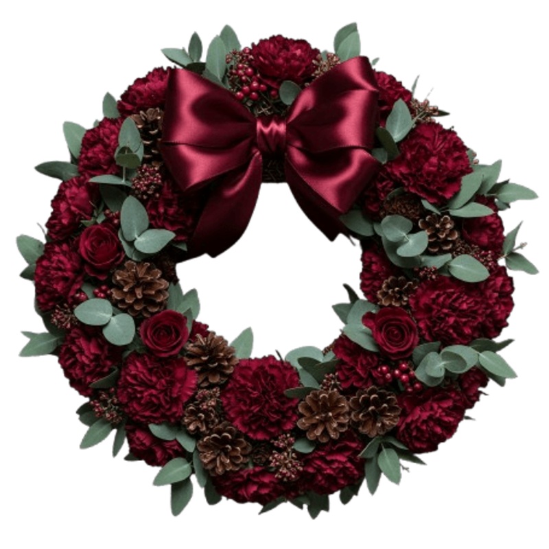Elegant Wreath of Carnations and Roses