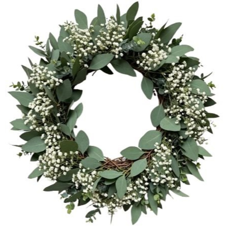 Gypsophila with Eucalyptus Door Wreath