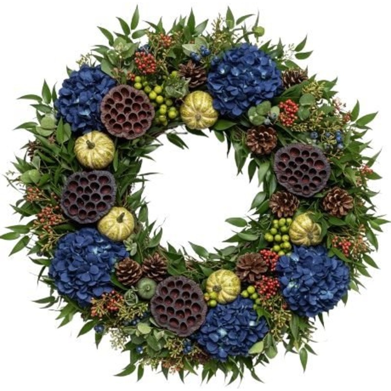 Hydrangea and Mini Pumpkin Spooktacular Wreath